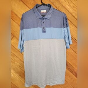 GrandSlam performance blue and gray large short sleeved golf polo shirt